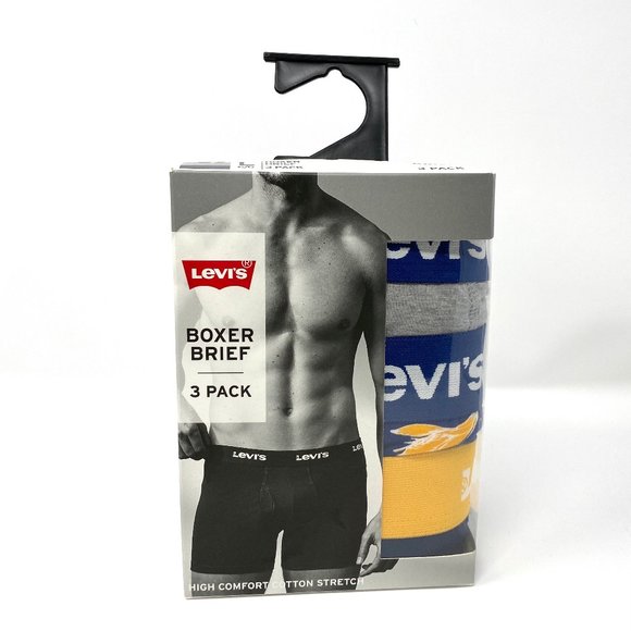 🌿Sale🌿 3-pack Levi's Men's Size S L Boxer Brief Cotton Navy Blue 37453 0593 - Picture 2 of 7